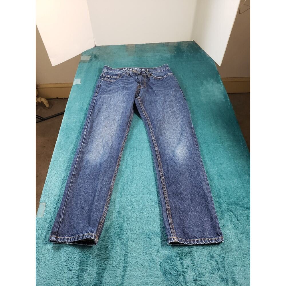 Aeropostale Jeans Sz 27x28 Mens Blue Pants Cotton Mid Rise Denim Essex Straight